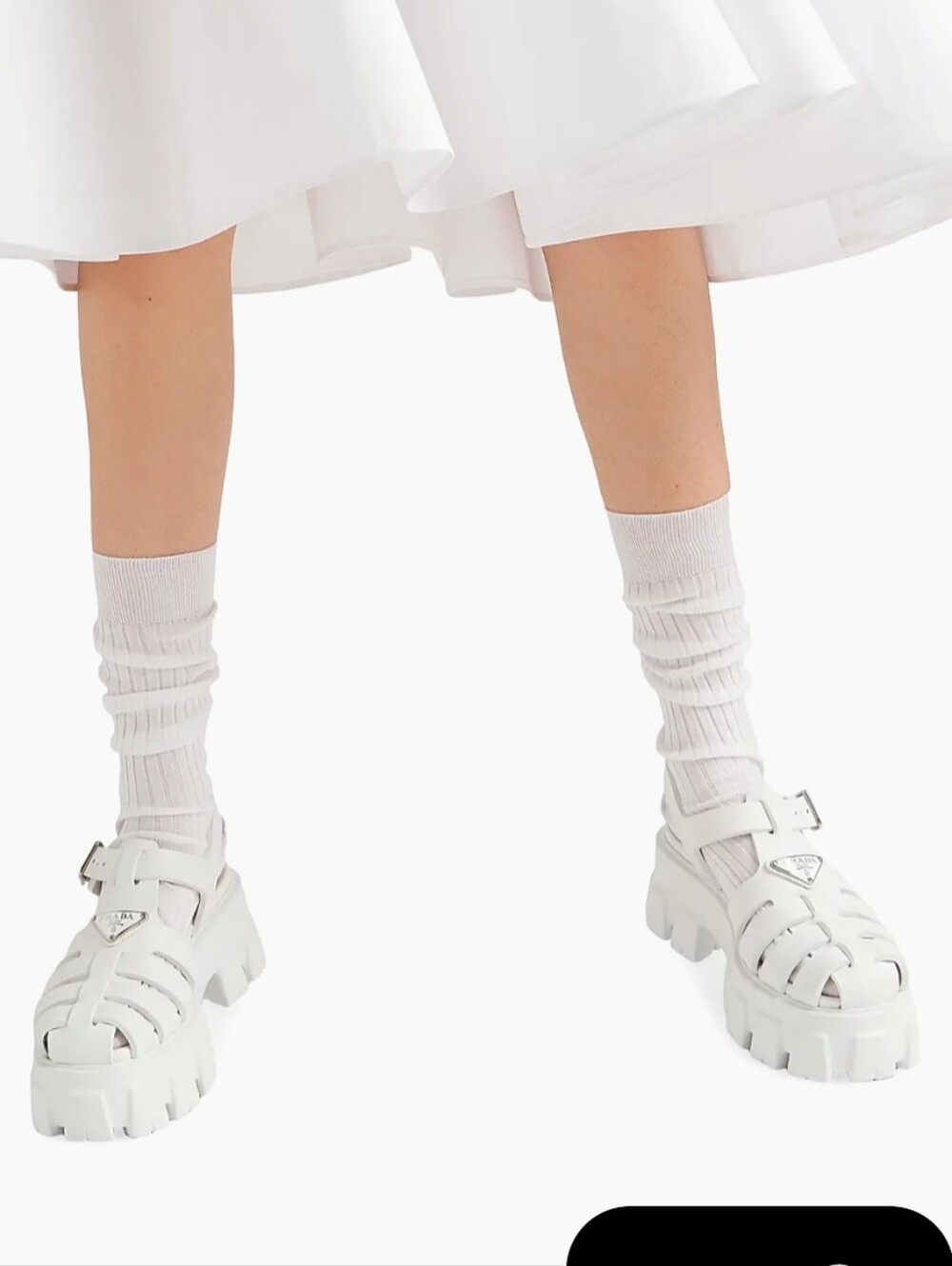 PRADA MONOLITH WOMEN'S WHITE CHUNKY SANDALS SIZE 10/40 EXCELLENT - Picture 6 of 10